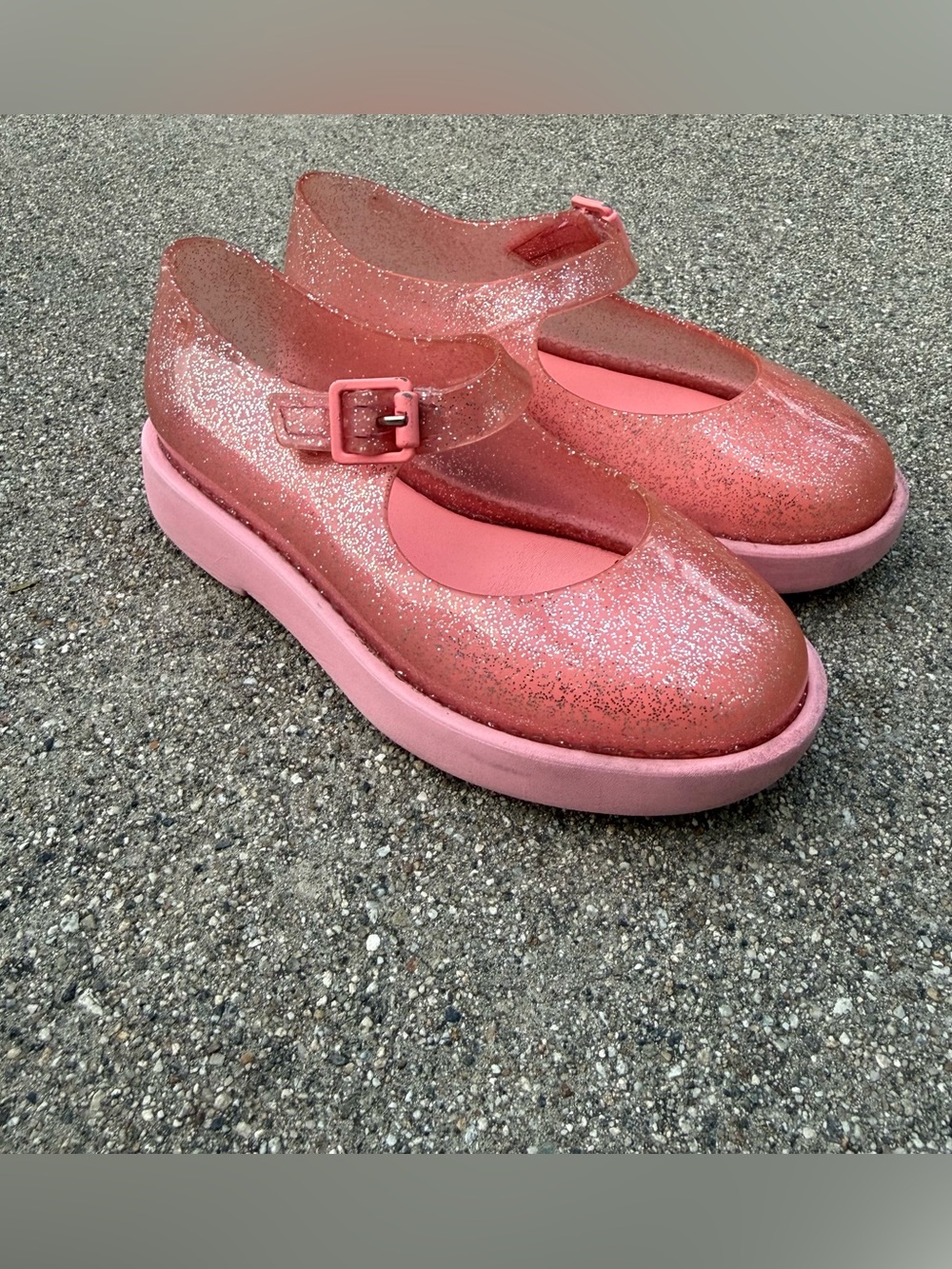 Mini Melissa Lola II Pink Glitter Mary Janes size 11